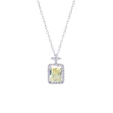 Asfour Crystal Chain Necklace With Yellow Emerald Cut Pendant In 925 Sterling Silver-ND0447-Y